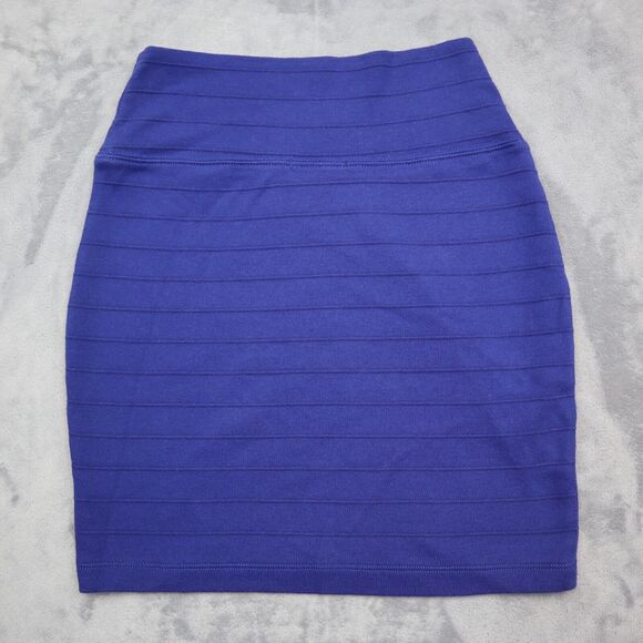 Basic House Skirt Womens M Blue Straight Pencil Knit Solid Elastic Waist Pull On - Picture 9 of 14